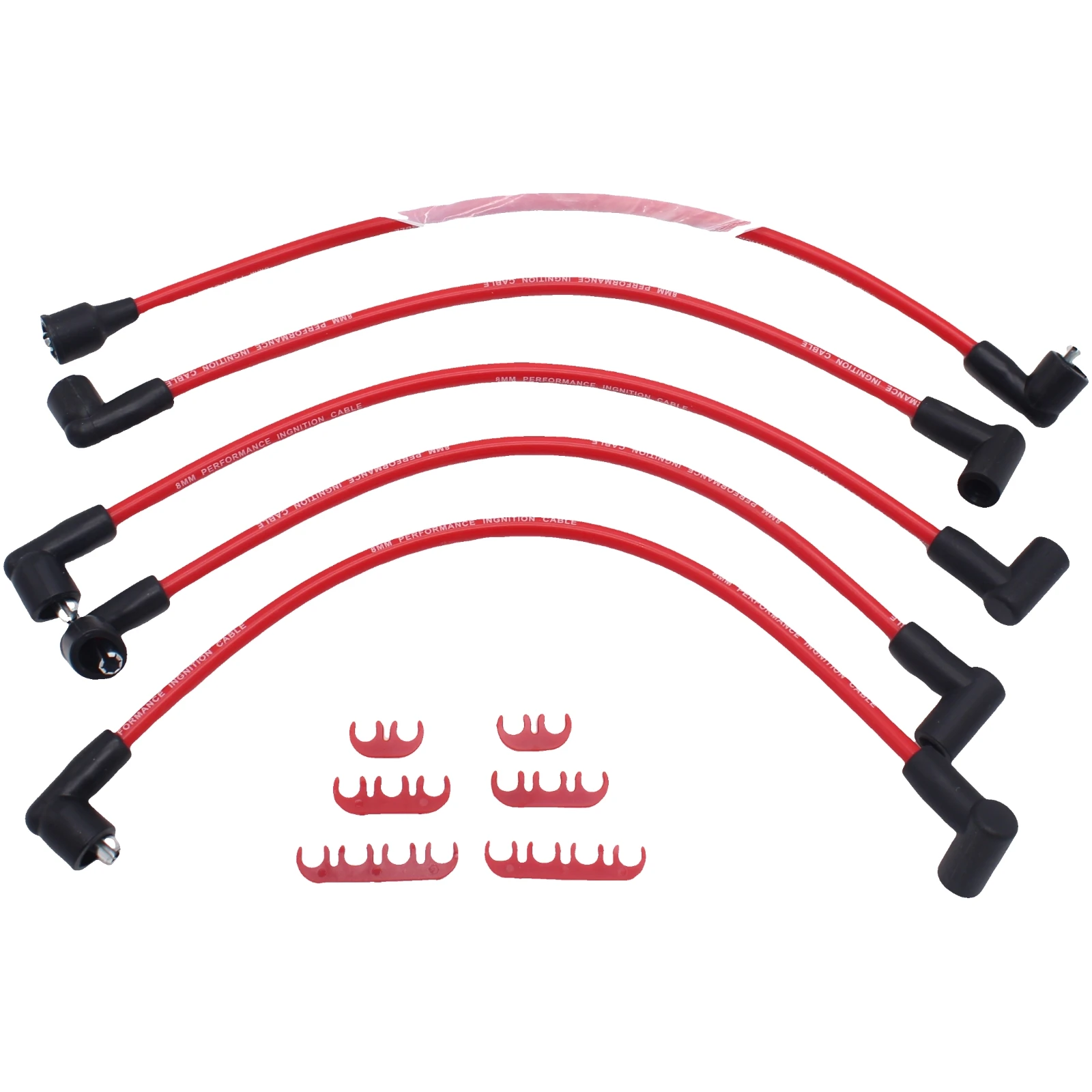 

1Set Red Mini 8mm Performance HT Leads For 4 cylinder Engine Replacement Parts