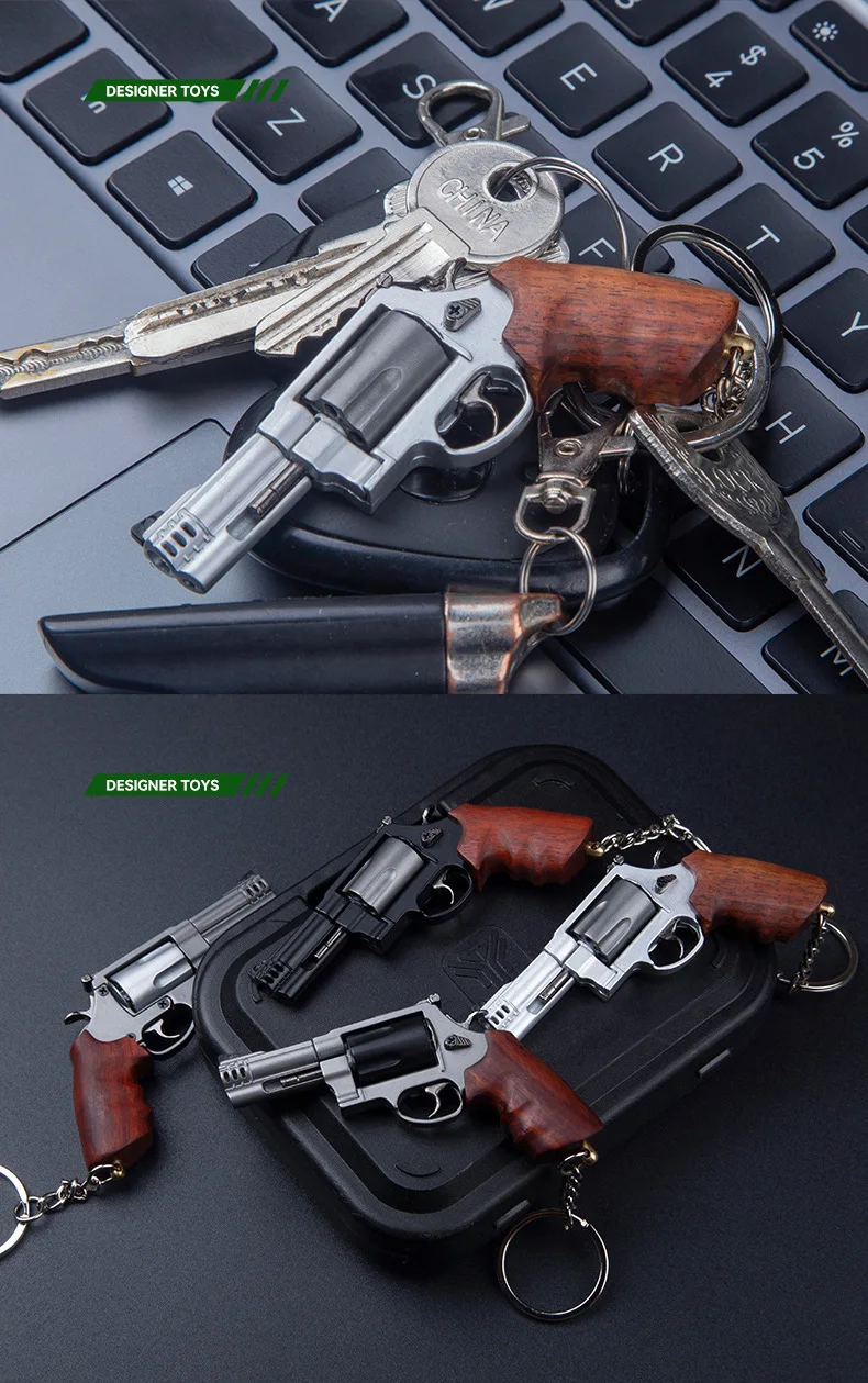 Mini pistolet modèle M500, échelle 1:3, petit Revolver en alliage détachable, poignée en bois véritable, jouet d'assemblage, porte-clés, Collection de cadeaux pour hommes