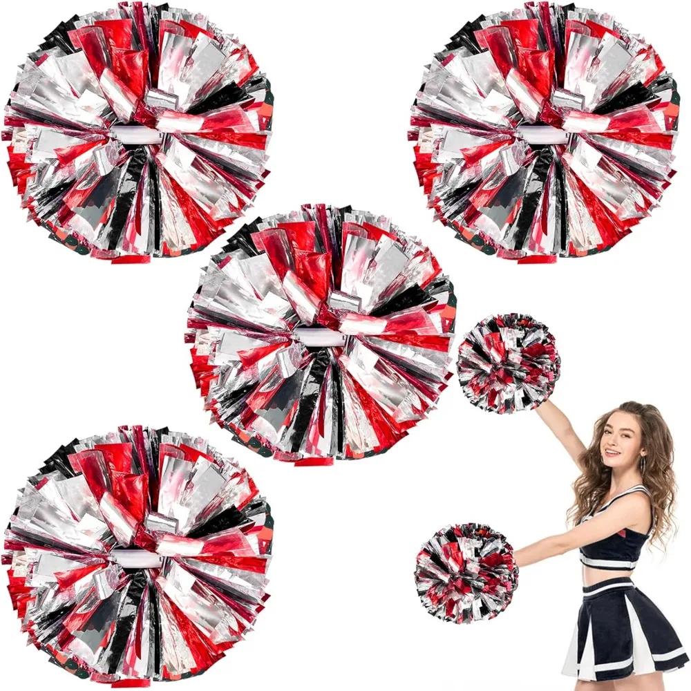 

4 шт., 12 дюймов, металлические помпоны для черлидинга — пушистые помпоны с двойной головкой для детей и взрослых, школьные спортивные танцевальные вечеринки