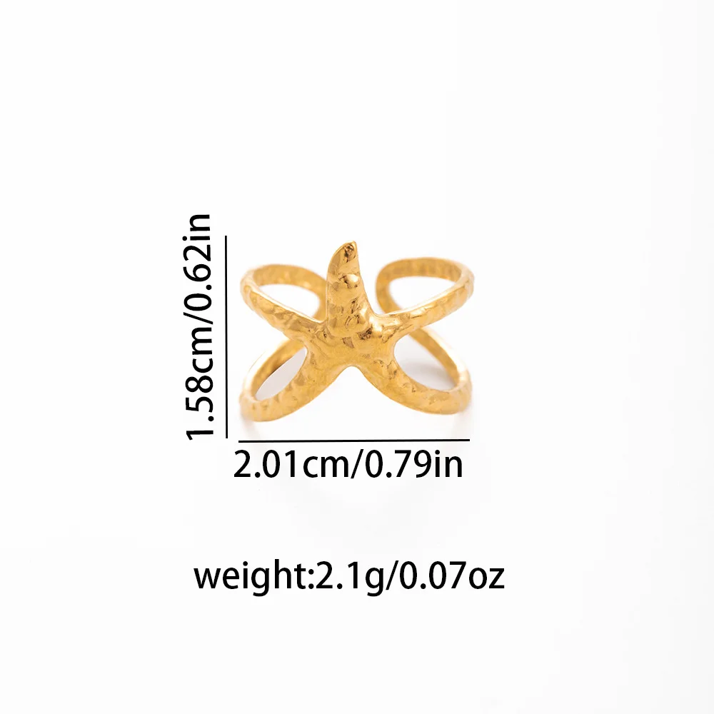 Edelstahl-Ring im Luxus-Leichtbau-Design, minimalistische Ozean-Serie, hohl, cooler Stil, Damen-Nischenring mit Persönlichkeitsdesign – Detail 6