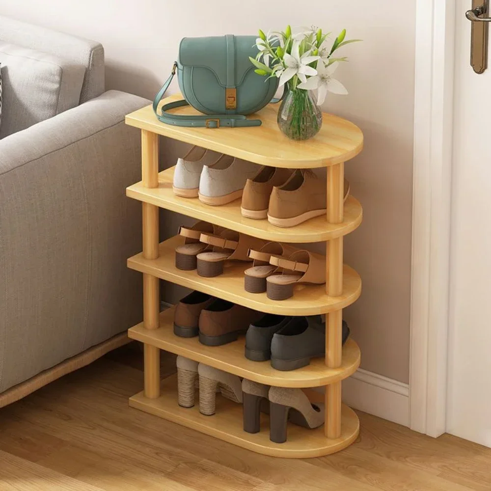 Wood Shoe Rack Multi-layer Organized Stand Holder Anti-Vibration Space Saving Easy To Assemble Household Bamboo Simple Shoe Rack