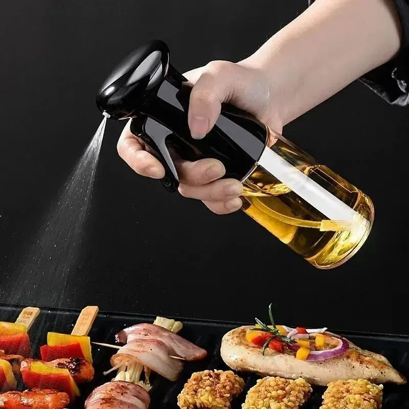 1pc Black/White Kitchen Oil Bottle Cooking Oil Spray 200ml Pneumatic Spray Bottle Fitness Barbecue Spray Oil Dispenser image 3
