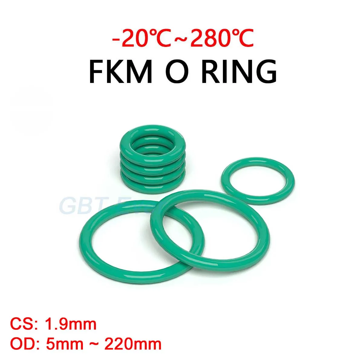 

FKM Green Fluorine Rubber O Ring CS 1.9mm OD 5mm ~ 220mm O-Rings Sealing Gasket Washer Oil Resistant Acid & Alkali Resistant