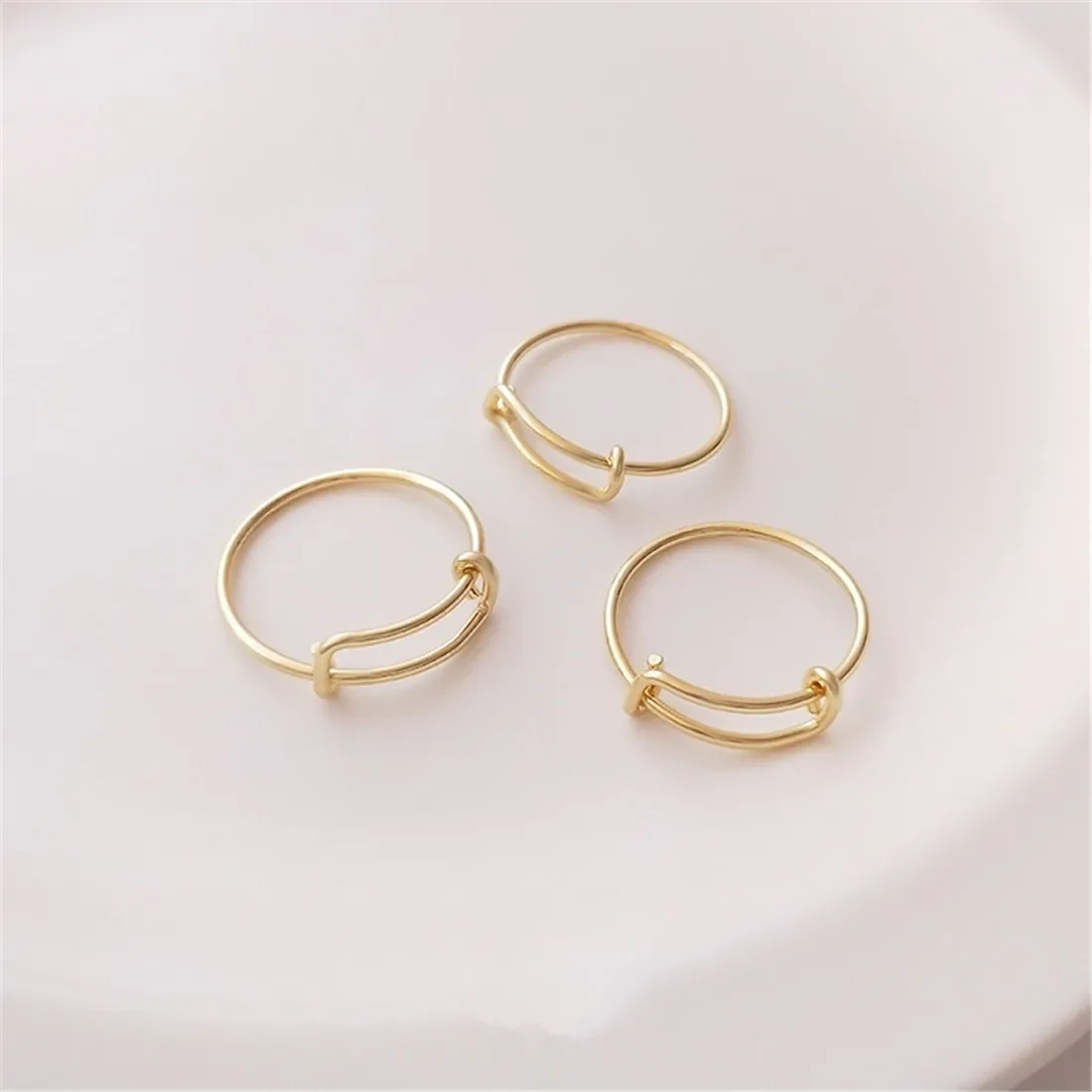 14K Gold-coated Diy Ring Hand-wound Adjustable Ring Plated with Real Gold Jewelry Material Accessories B697