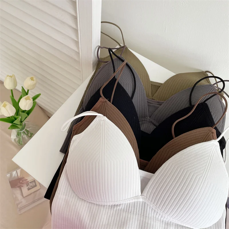 Spring Summer Women's Short Strapless Vest Integrated Pad Anti-exposure One-piece Underwear Bra Outdoor Wear Nylon Spandex