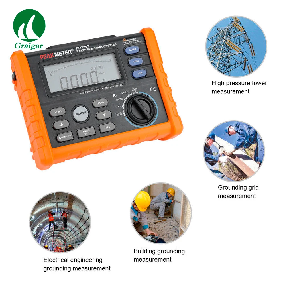 PM2302 Digital Earth Ground Resistance Tester Meter 0-4KOhm