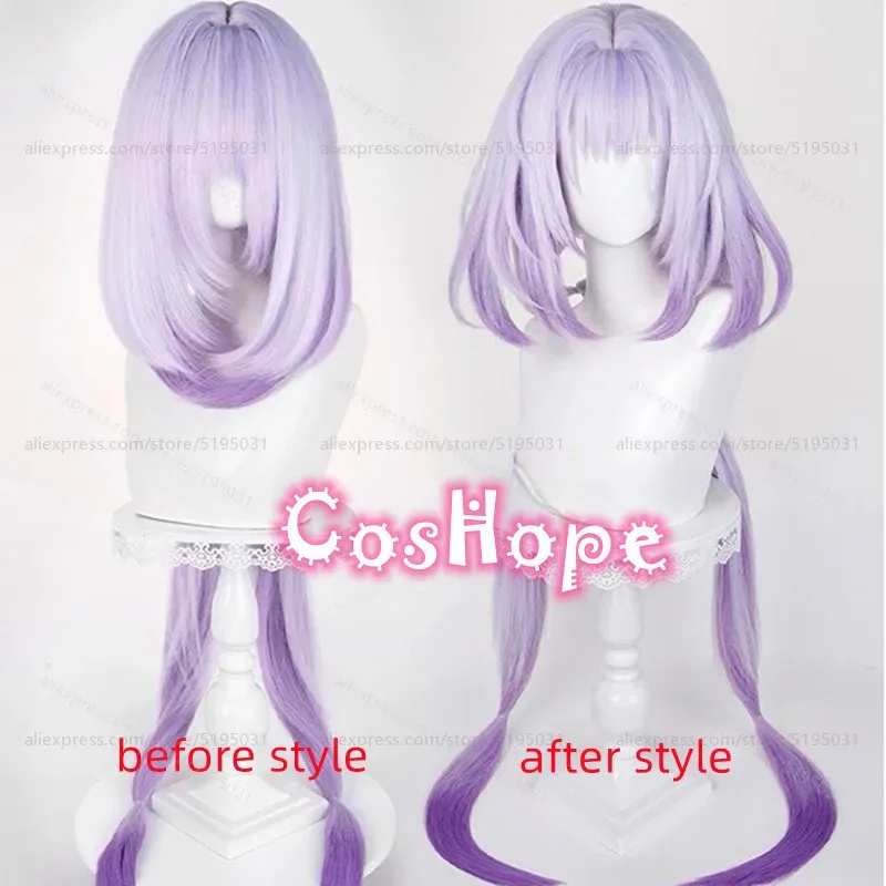 HSR Castorice Cosplay Wig 130cm Long Light Purple Gradient Wig Cosplay Anime Cosplay Wig Heat Resistant Synthetic Wigs