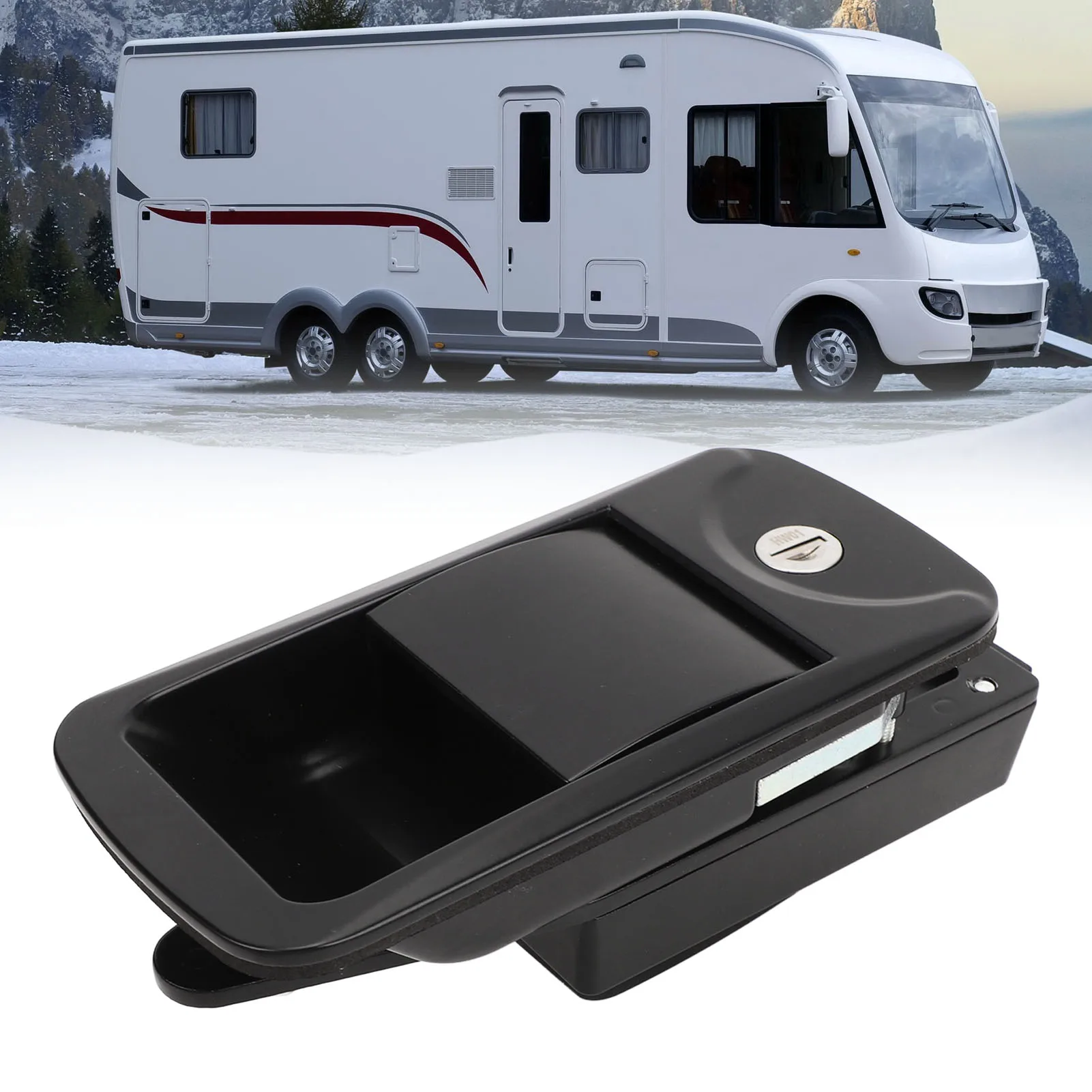 

RV Entry Door Lock RV Door Lock with 2 Keys Zinc Alloy Flush Mount RV Door Handle for Yacht Black 6.2 X 3in