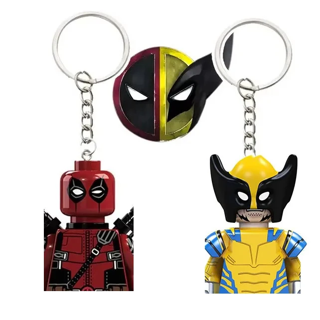 1PCS Action Deadpool Venompool Pandapool & Wolverine Superhero Building Blocks Cartoon Pendant Bag Keychain Accessories Gift