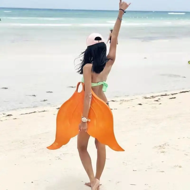 New Mermaid Fins White Silicone Single Fins Free Diving Adult Swimming Diving Training Mermaid Tail Short Fins