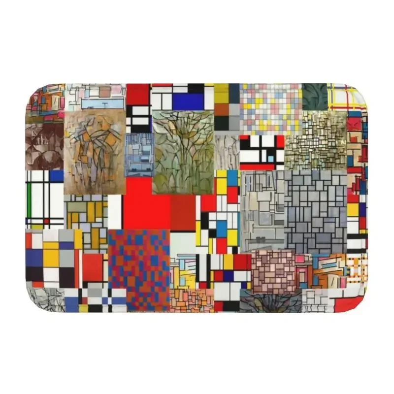 1PCPiet Mondrian De Stijl Abstract Art Front Door Floor Entrance Mat Indoor Bathroom Kitchen Doormat Bedroom Carpet Rug