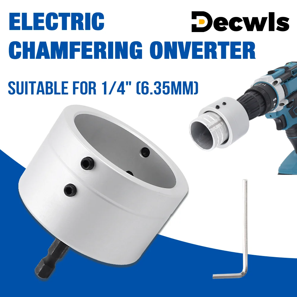 

6-36mm Pipe Internal/External Chamfering Connector Deburring Tool 48mm Diameter 1/4"Connecting Rod For Connecting Electric Drill