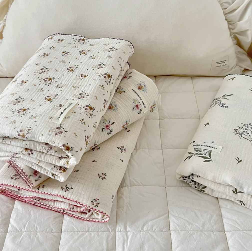 

Newborn Muslin Swaddle Blankets Toddler Baby Girl Blanket Floral Cotton Soft Infant Receiving Blanket Bedding Crib Quilt Items