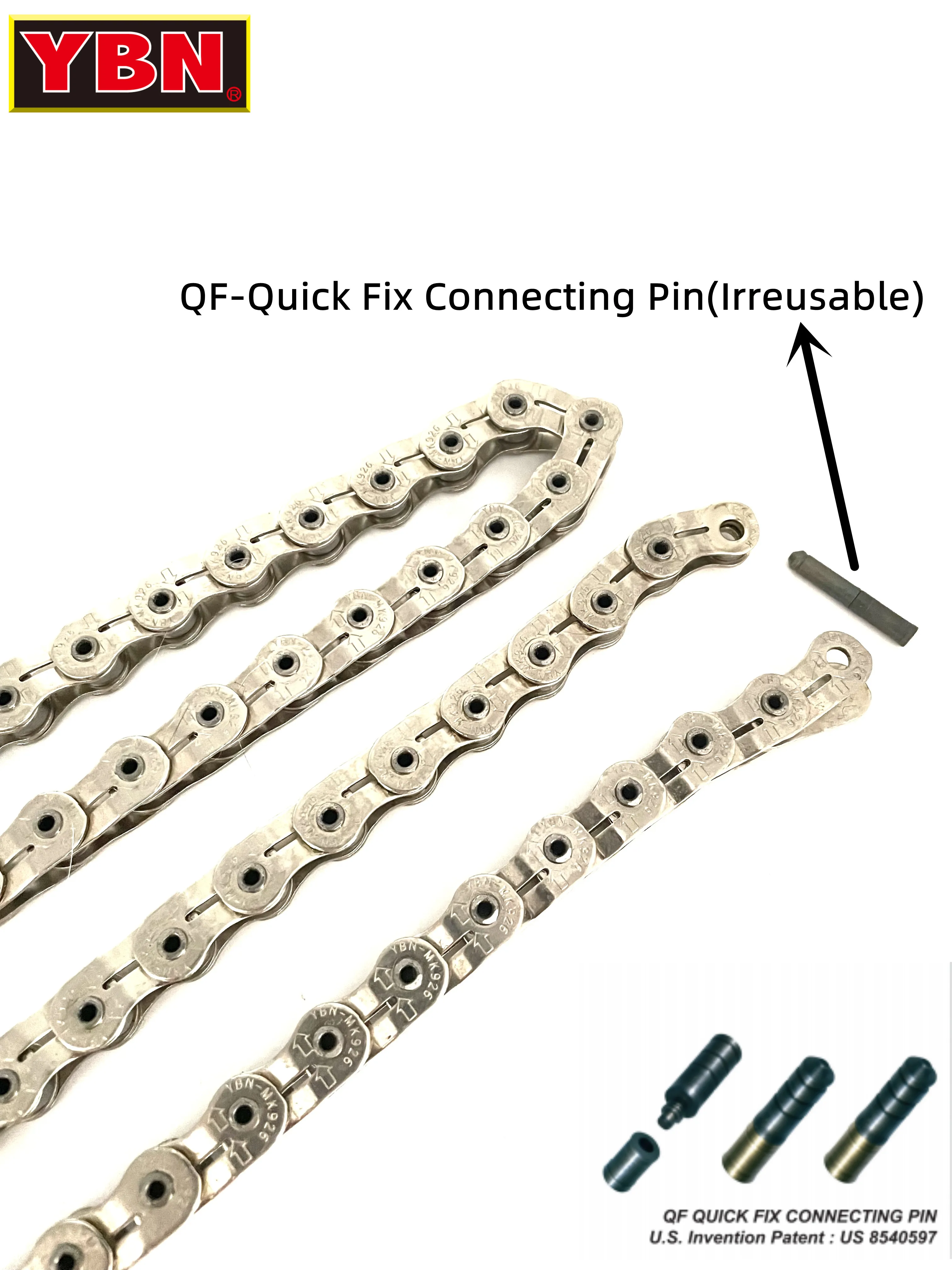 YBN Single-speed Half-Link Bicycle Chain MK926 102L Suitable for Single-speed Bicycles Like Fixed Gear Bikes Track Bikes