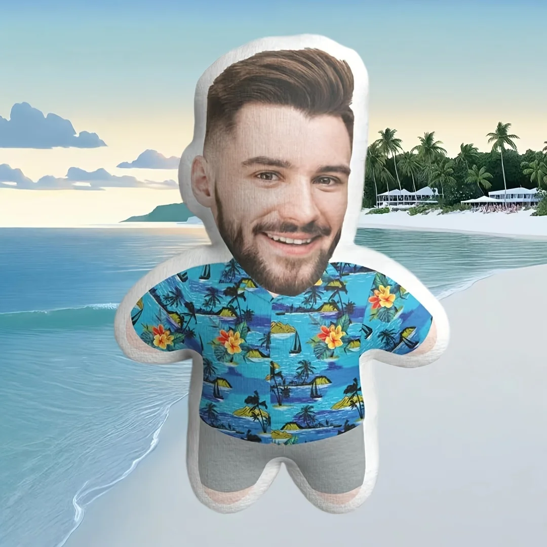 New Customized cheek pillow hand washable with zipper, short plush polyester bag, digital printed Hawaiian shirt design