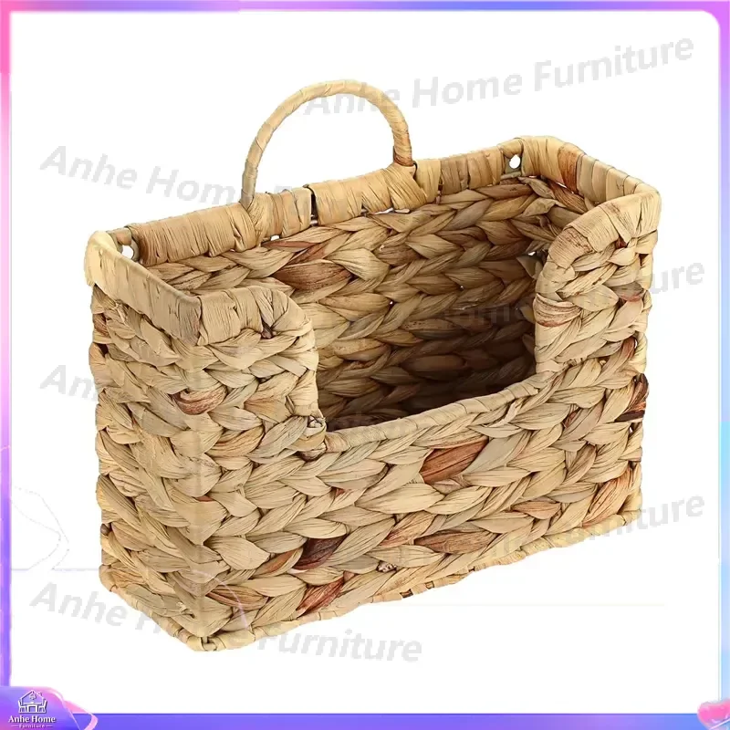 Large Woven Seagrass Basket with Handles Natural Water Hyacinth Storage Bin for Laundry Toys Blankets Boho Home Decor