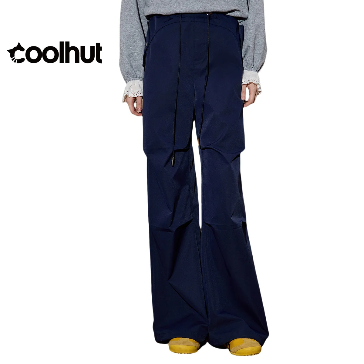 Coolhut 2025 calças curvas para mulheres americanas streetwear cordão jogger pant perna larga ajuste reto casual utilitário outono
