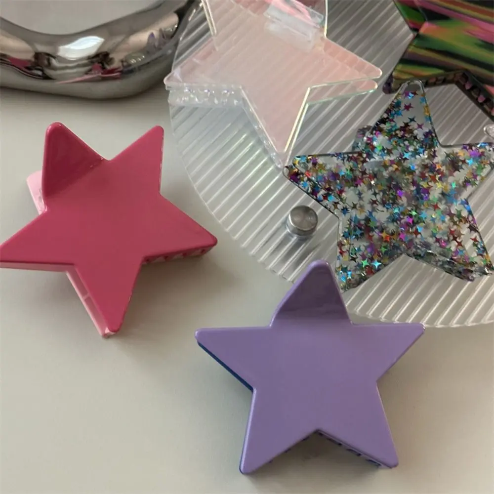 Y2K Star Hair Claw Geometric Spicy Girls Large Shark Clip Shiny Sequins Korean Style Hair Wear Women Hair Accessories
