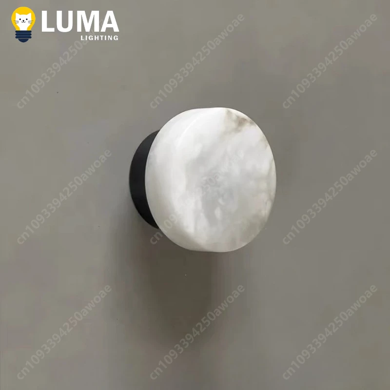 Natural Spanish Marble Wall Light, Luxury Alabaster Marble Wall Lamp for TV Background Bedroom Bedside Hotel Aisle Home Decor