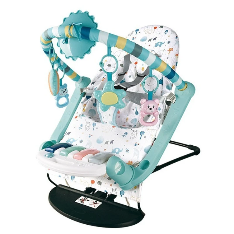 Mata edukacyjna dla niemowląt i krzesełko do huśtania, muzyczna mata do zabawy ze światłami, zabawka wspomagająca wczesny rozwój dla niemowląt i małych dzieci w wieku 0-18 miesięcy