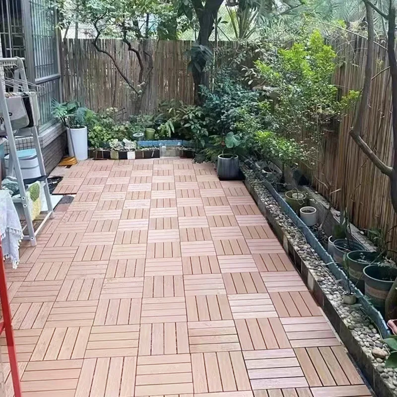 Beable Outdoor Eco-friendly  WPC Tiles Wood Plastic Composite DIY Interlocking Flooring