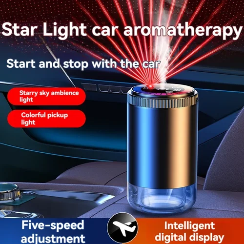 Imagen 2 del producto Ambientador inteligente para coche, difusor de Aroma recargable, 5 niveles de difusor inteligente ajustable, luz de recogida, summit de cielo estrellado