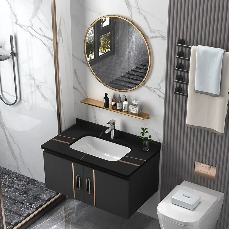 خزانة حمام Rock Slab مع مجموعة من تزيين الحمام الحديثة لحوض الغسيل المتكامل