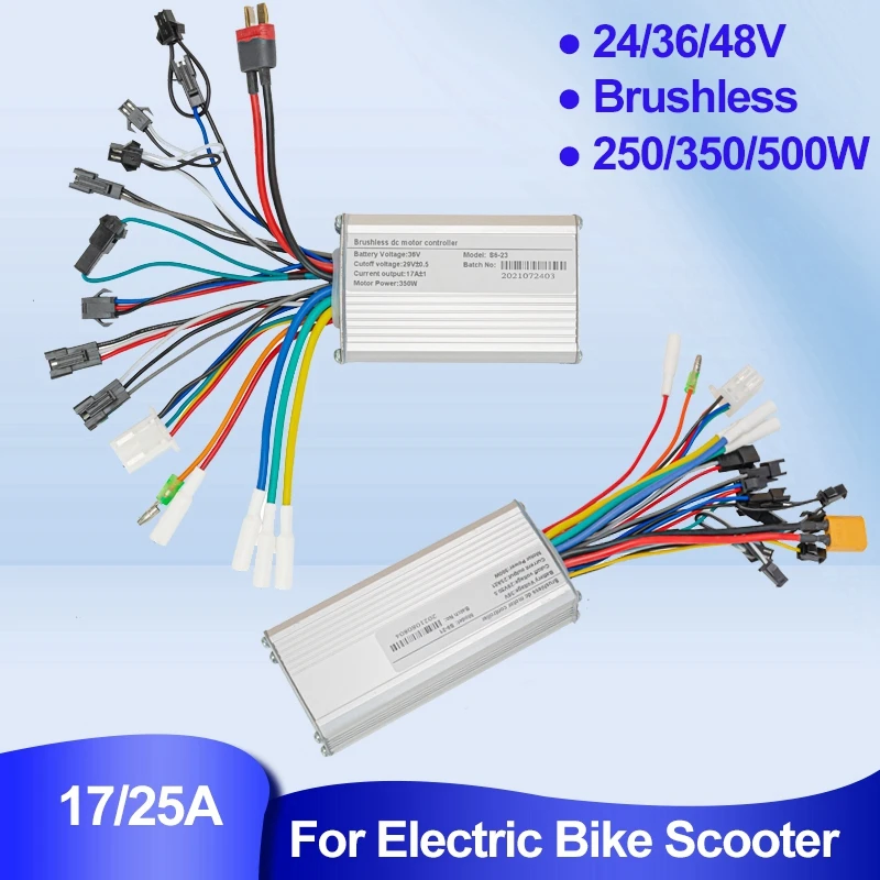 17A 25A Brushless Controller for 24V 36V 48V 250W 350W 500W Electric Bike Scooter Accessories BLDC Motor Controller