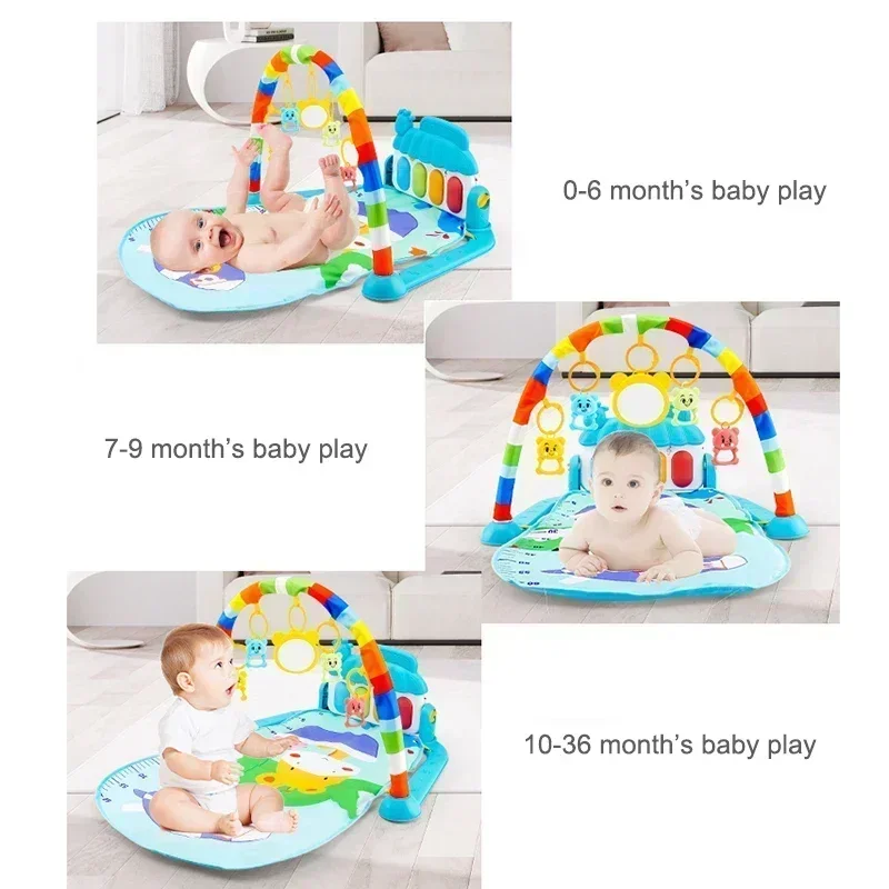 Baby Music Play Gym Mat Toddler Piano Keyboard Carpet Gym Rack Crawling Activity Infant Rug Early Educational Toy for Baby Gift