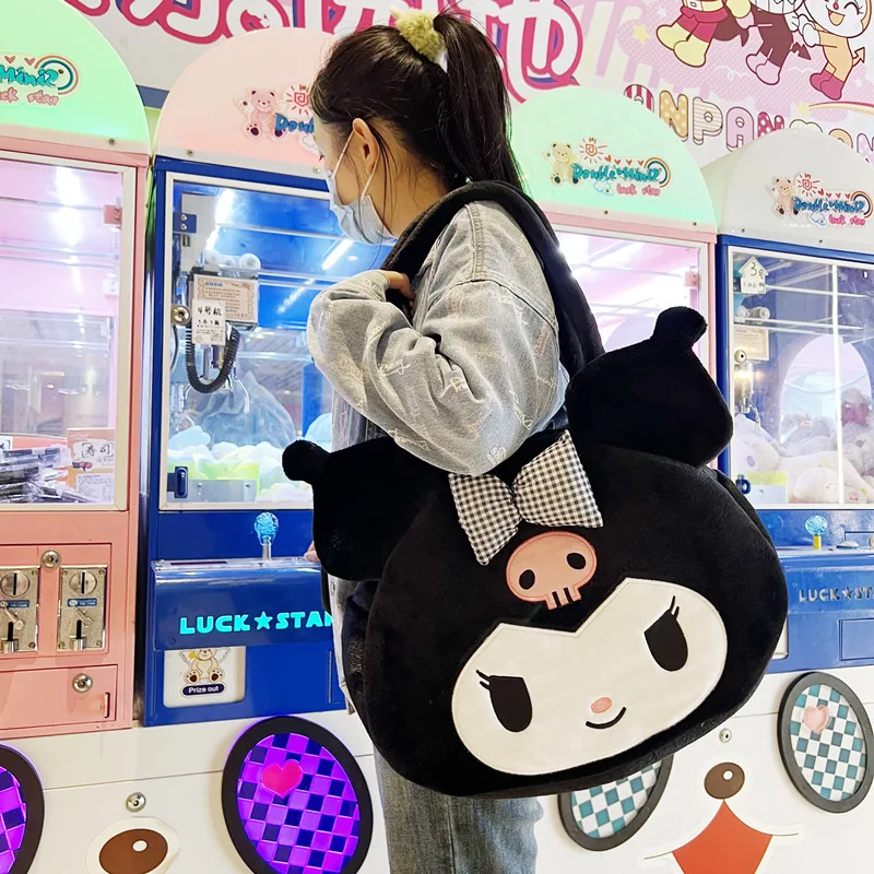 Sanrio Kuromi Melodie Cinna moroll Taschen für Frauen 2024 Mode große Kapazität Plüsch Kawaii Umhängetaschen Mädchen Y2k Handtaschen Geschenk