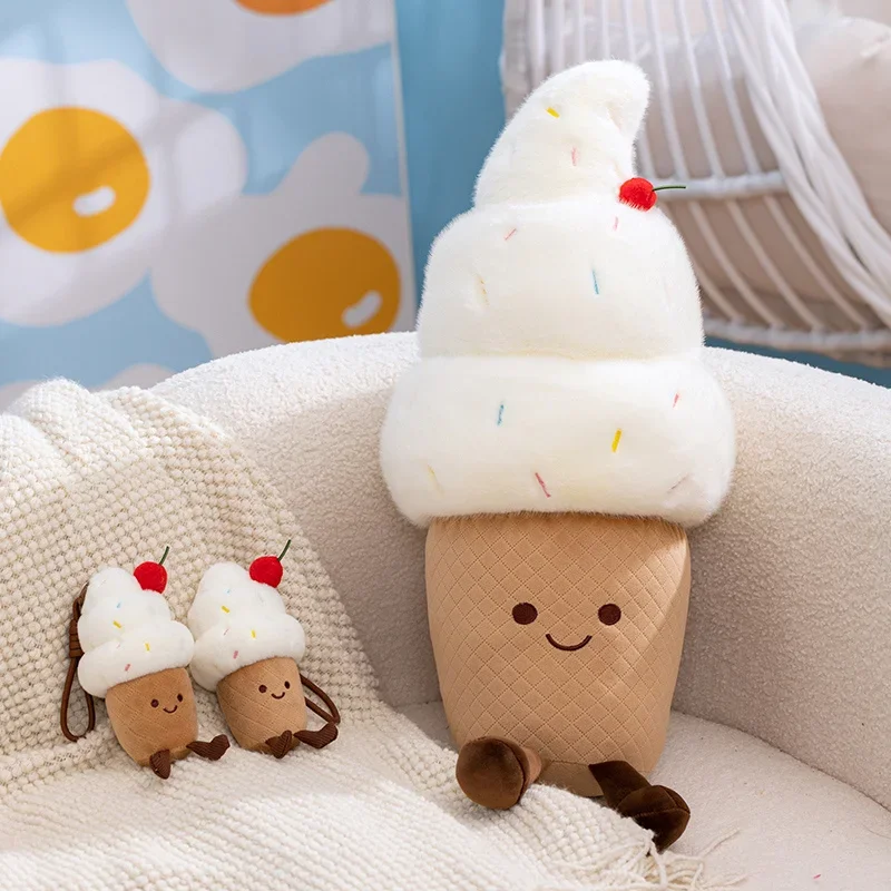 

15/60cm Cute Ice Cream Plush Toy Stuffed Cherry Ice Cream Doll Soft Cuddly Pillow Bag Pendant Home Decor Xmas Gifts Girl