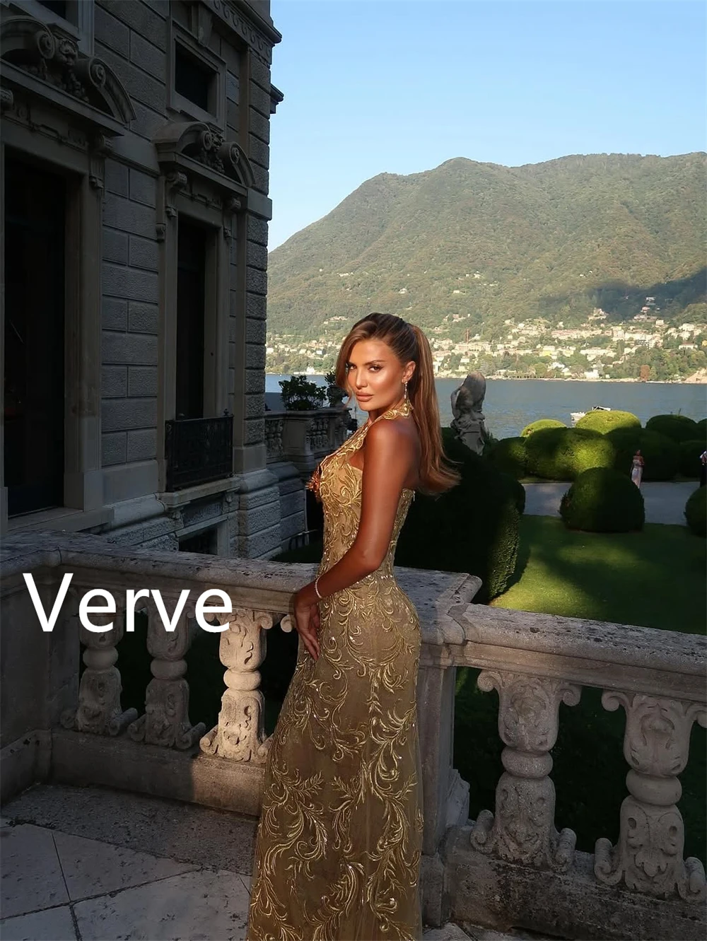 فساتين سهرة صفراء فاخرة مخصصة رائعة بدون أكمام فستان العودة للوطن فاخر سويب تراين فساتين المشاهير #6