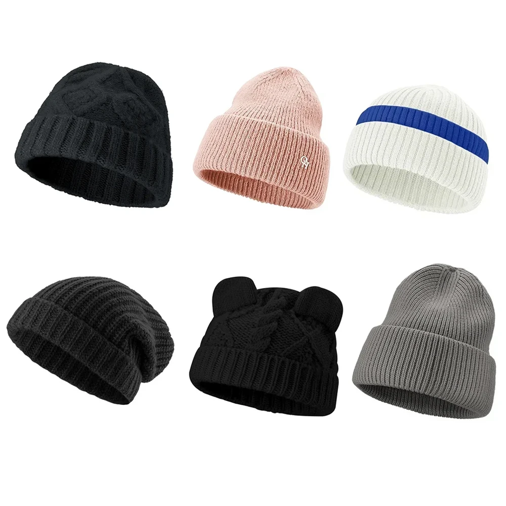 OhSunny Women Winter Knitted Hat Beanies Fashion Cap Cashmere Head Bonnets  Female Girls Warm Gifts Clearance Fast Shipping