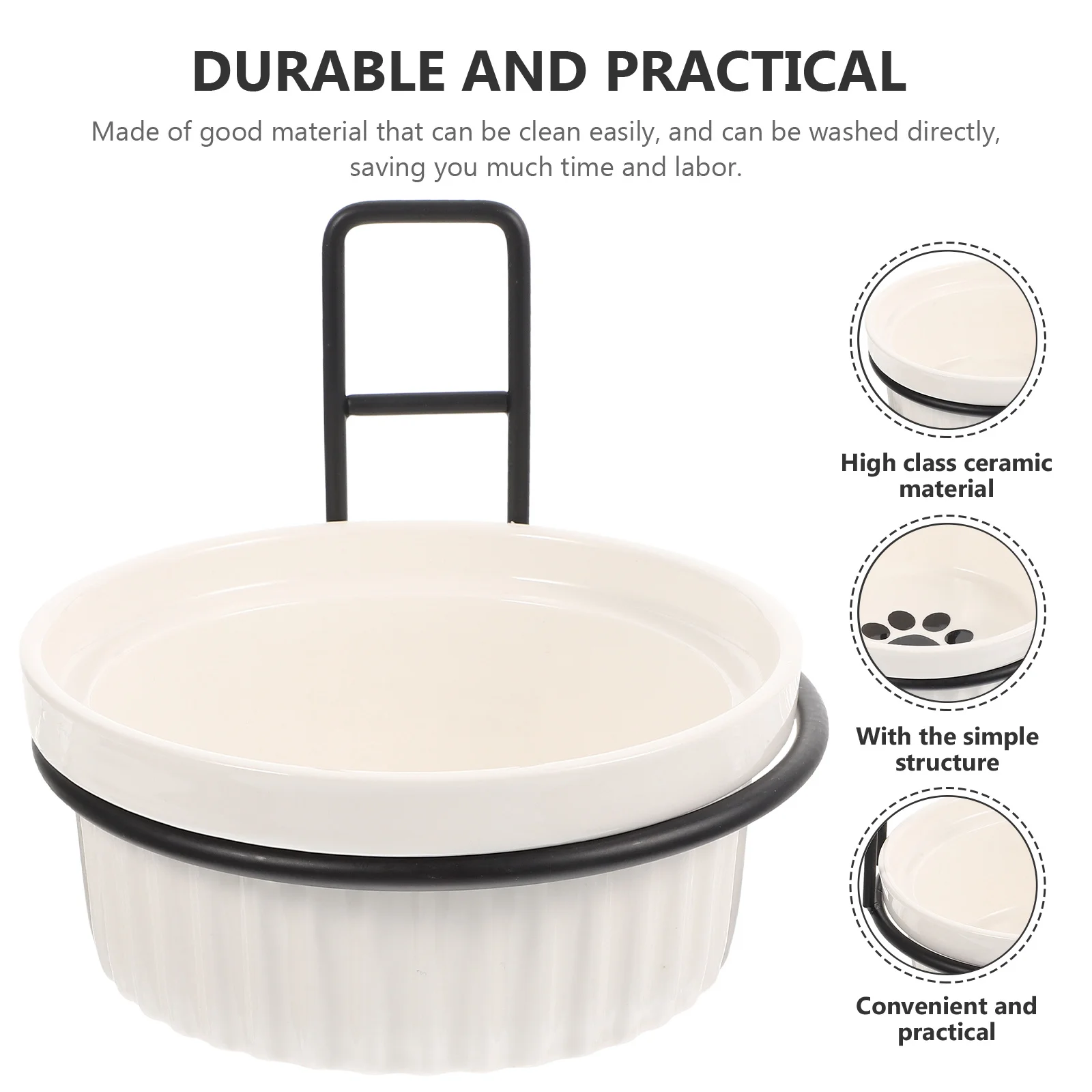 

1Set Hanging Pet Feeder Ceramic Food Bowl Detachable Wall Mounted Cat Dog Feeding Bowl Adjustable Height Pet Accessory