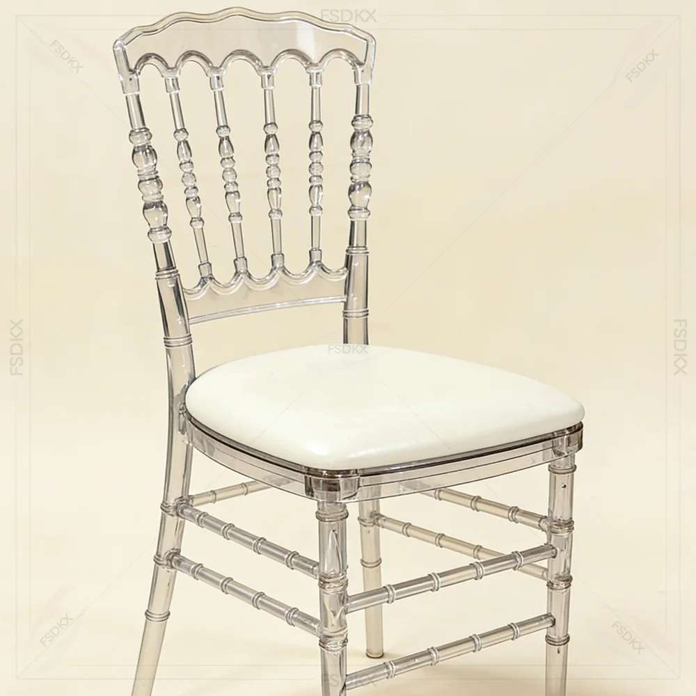 Foshan Factory Wholesale king Chiavari Chair Clear Acrylic Cushion Crystal Outdoor Parties