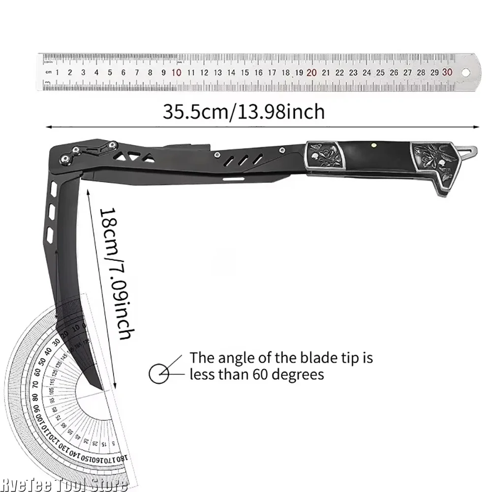 

Outdoor stainless steel dual-purpose grass cutting sickle, agricultural wooden handle serrated harvesting of bamboo gardensickle