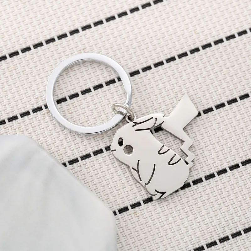 Pokemon Pikachu Keychain Cartoon Stainless Steel Backpack Keyring Pendant Fashion Car Key Chains Jewelry Decoration Gifts