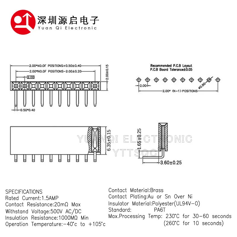 10PCS 1X/2/3/4/5/6/8/10/40 PIN R/A Single Row Right Angle FEMALE PIN HEADER 2.0MM PITCH Strip Connector Socket 7p/9p/15p/20p/40p