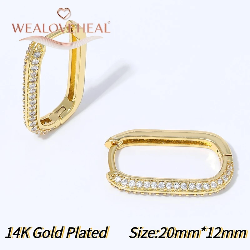 ohrringe damen,ohrringe,Trendige rechteckige Mikro-Zirkonia-Huggie-Ohrringe, 18K vergoldetes Messing, geometrische Creolen, Piercing-Schmuck, Damengeschenk – Detail 23