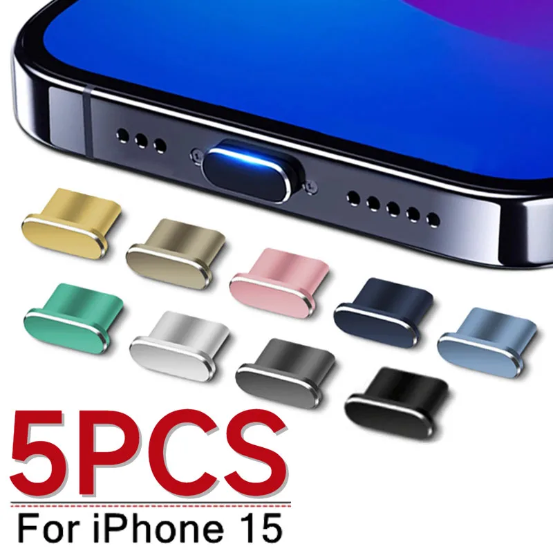 For IPhone 15 Pro Max 15 Plus Metal USB Type C Dust Plug Cover Mobile Phone Anti-Dust Type-C Charging Port Dirt Protective Caps