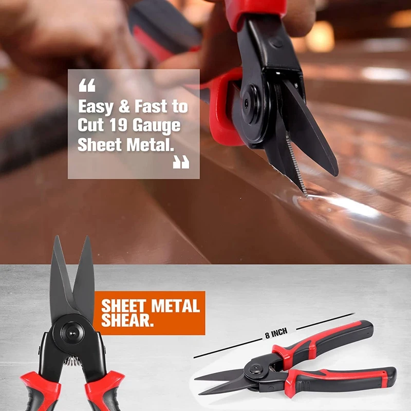 ●5-PCS Plier Tool Set, 5 in 1 Versatile Tool Kit, with Linesman Plier, Wire Stripper, Crimping Tools, Sheet Metal Shear