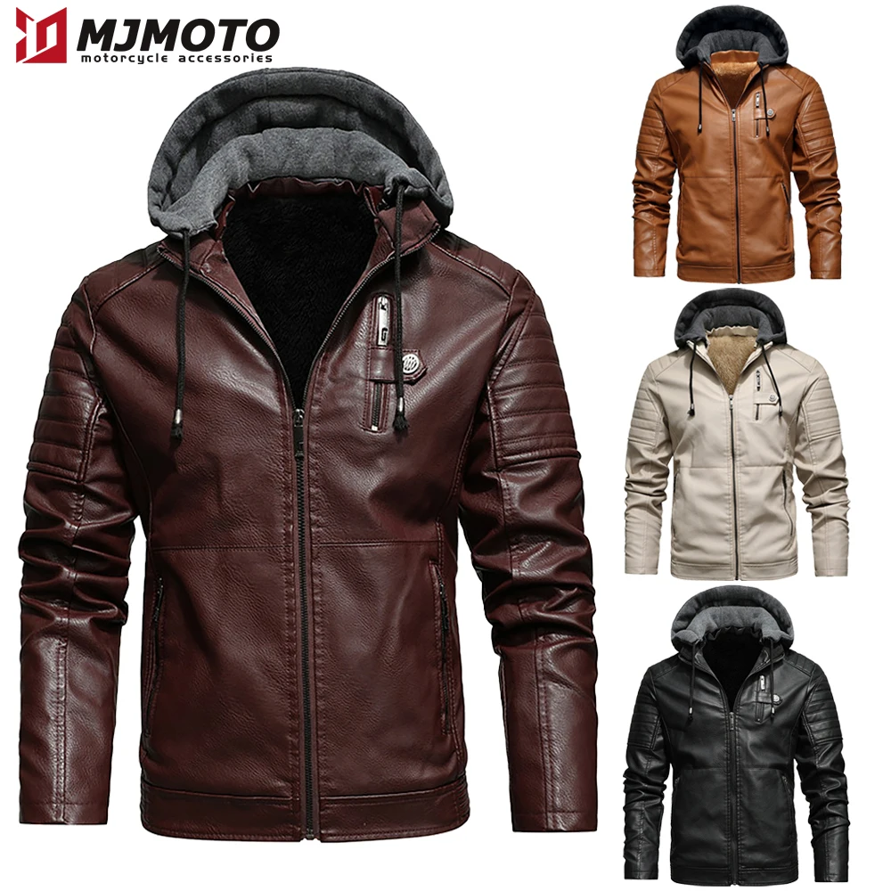 

Winter New Men's Leather Jacket Motorcycle Cycling Jacket Warm Fleece Lining Motorbike Jacket Biker Jacket Motorcyclist Jacket
