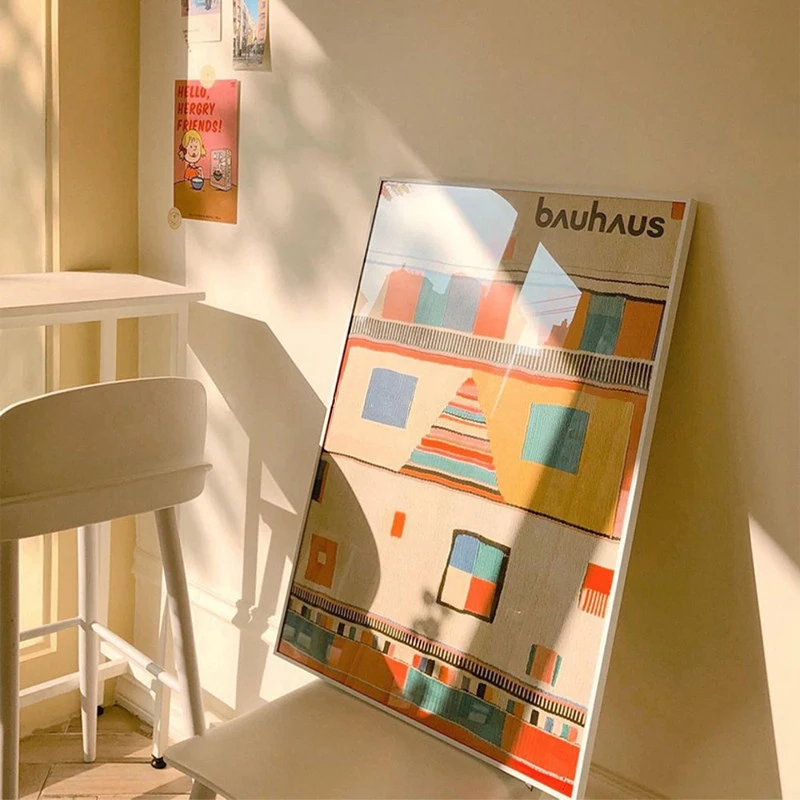 

Bauhaus Modern Design Classic Colorful Geometric Retro Blanket Canvas Poster - Home Decor Artwork Canvas Painting