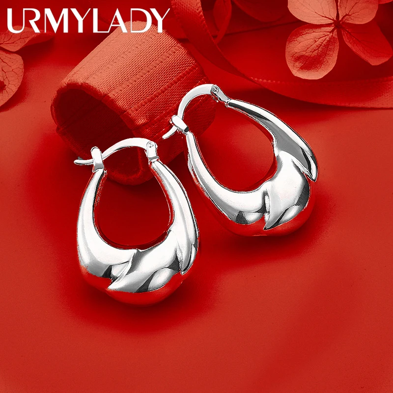 URMYLADY 925 فضة فاخر السلس أقراط مشبكية للنساء الأذن كليب حفل زفاف موضة حلية مجوهرات