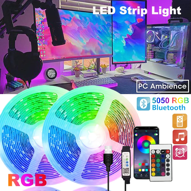 LED Strip Light Decorative Luminaires for Room Bluetooth Smart APP RGB 5050 Colorful TV Backlight Custom Neon LED Pixel Bar