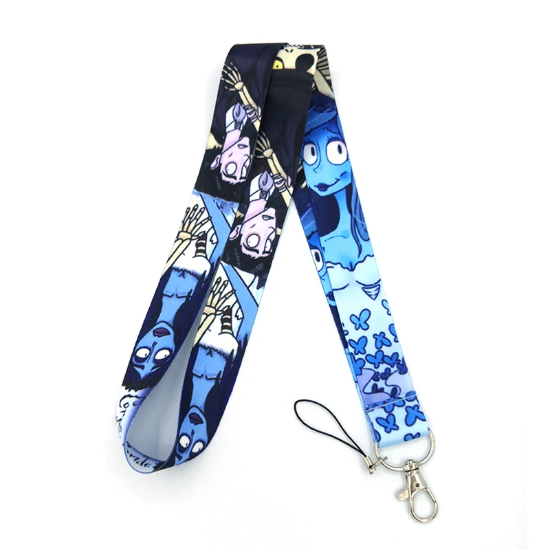 Corpse Bride vintage 90s women kids Neck Lanyard keychain Mobile Phone Strap ID Badge Holder Rope KeyChain Keyring cosplay