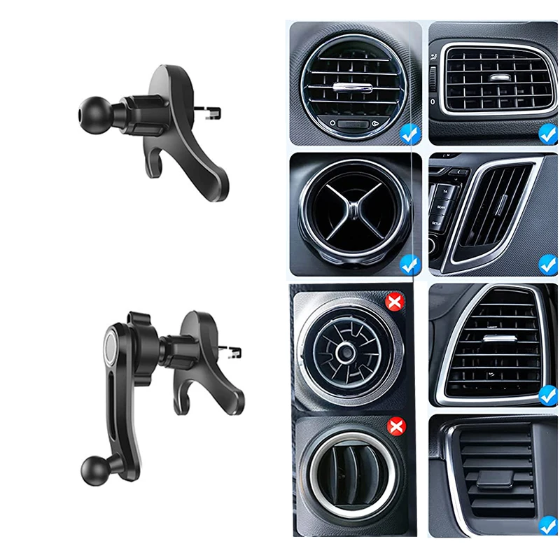 Upgrade Car Phone Holder Base 17mm Ball Head Clip Mount Air Vent Hook Outlet Clamp Support Gravity Magnetic Smartphone Bracket