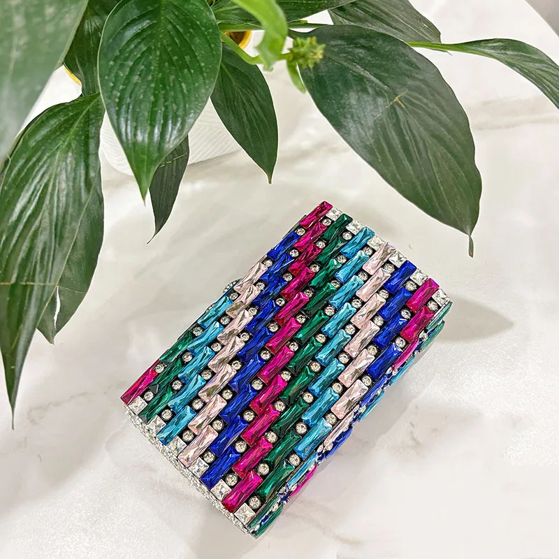 Female Blue Rhinestone Evening Bag Luxury Women Crystals Prom Clutch Lady Diamond Wedding Party Handbags Shoulder Bag Brand Bag view 3