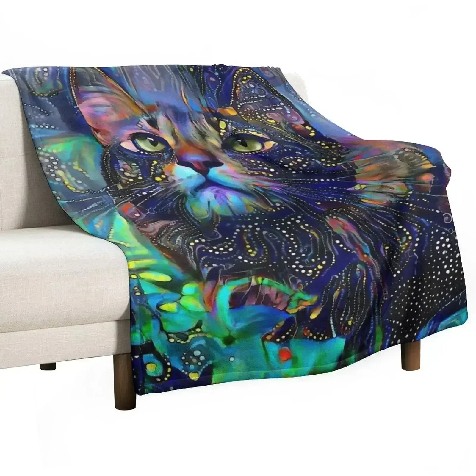 

Melizza, cat, cat, chat, lea roche paintings Throw Blanket For Sofa Thin Custom Blankets