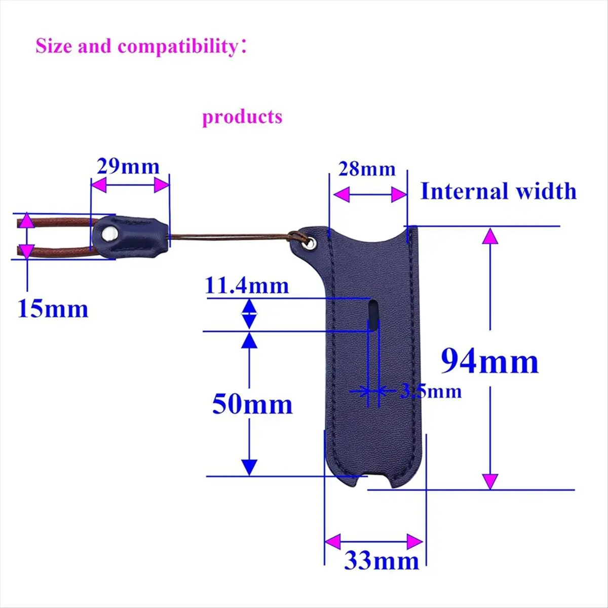 

[A90P] PU Leather Case Lanyard Necklace Case Lanyard Leather Pen Cover Protective Strap and Case [Blue+Orange][2 Pack]